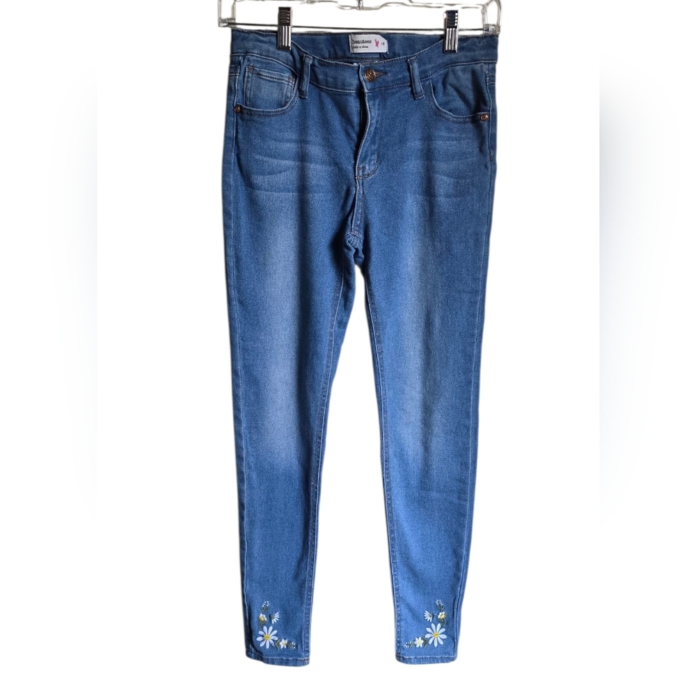Beautees Denim Stretch Skinny Jeans Adjustable Inner Waist Band Size Girls 16